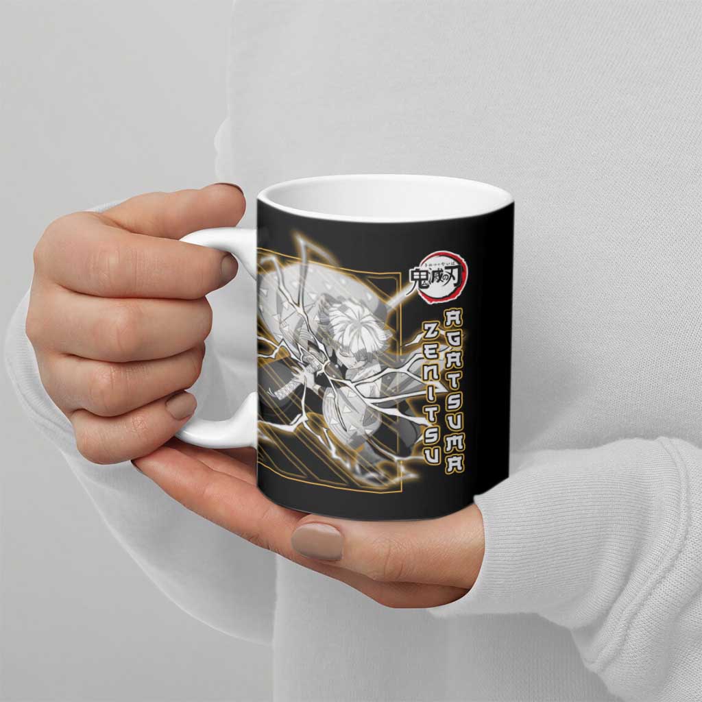 Agatsuma Zenitsu Demon Slayer Ceramic Mug with Yellow and Black Lightning Style Design - The Mazicc