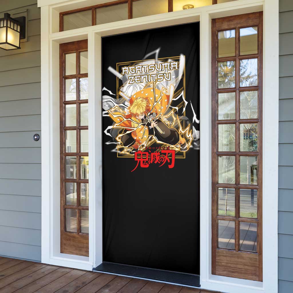 Agatsuma Zenitsu Demon Slayer Door Cover with Yellow and Black Lightning Style Design - The Mazicc