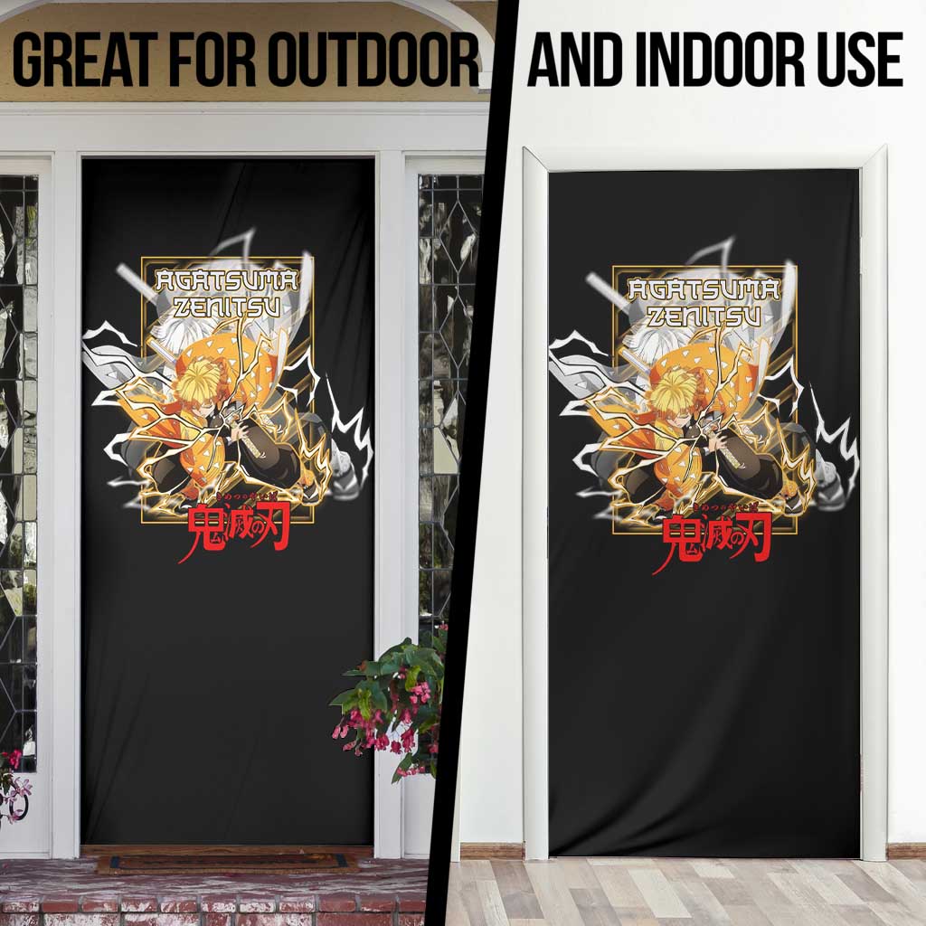 Agatsuma Zenitsu Demon Slayer Door Cover with Yellow and Black Lightning Style Design - The Mazicc