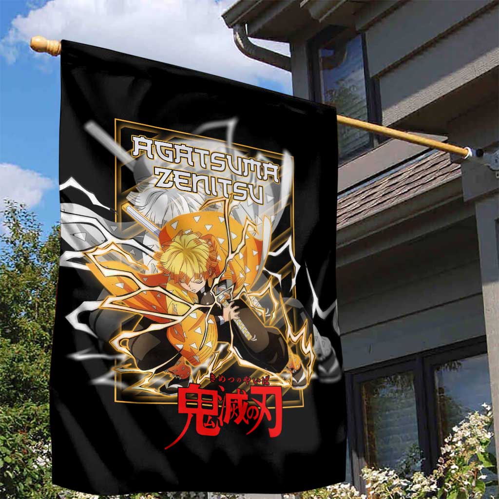 Agatsuma Zenitsu Demon Slayer Garden Flag with Yellow and Black Lightning Style Design - The Mazicc
