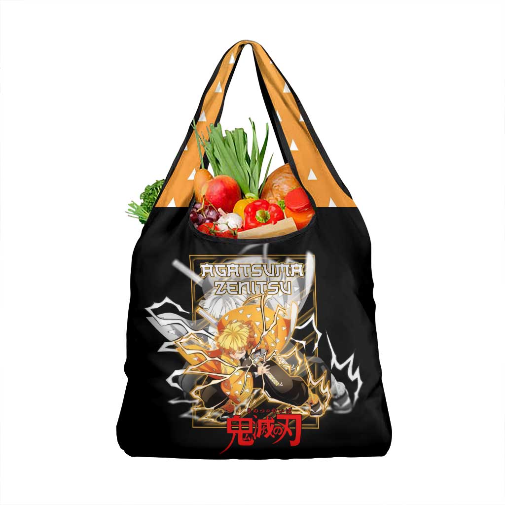 Agatsuma Zenitsu Demon Slayer Grocery Bag with Yellow and Black Lightning Style Design - The Mazicc