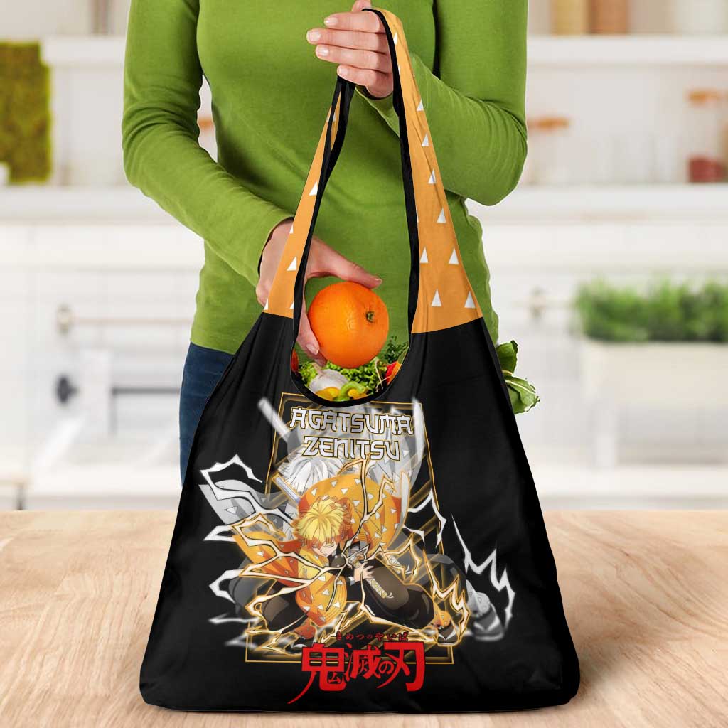 Agatsuma Zenitsu Demon Slayer Grocery Bag with Yellow and Black Lightning Style Design - The Mazicc