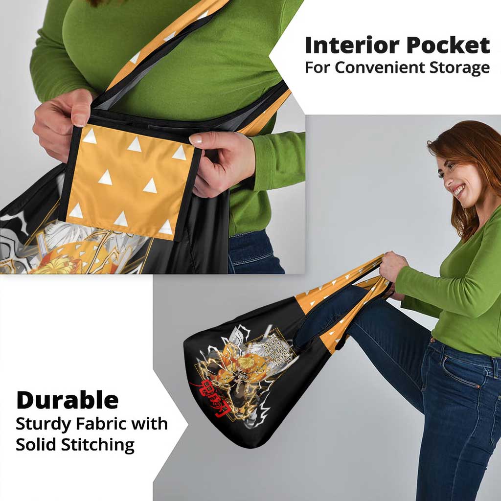 Agatsuma Zenitsu Demon Slayer Grocery Bag with Yellow and Black Lightning Style Design - The Mazicc