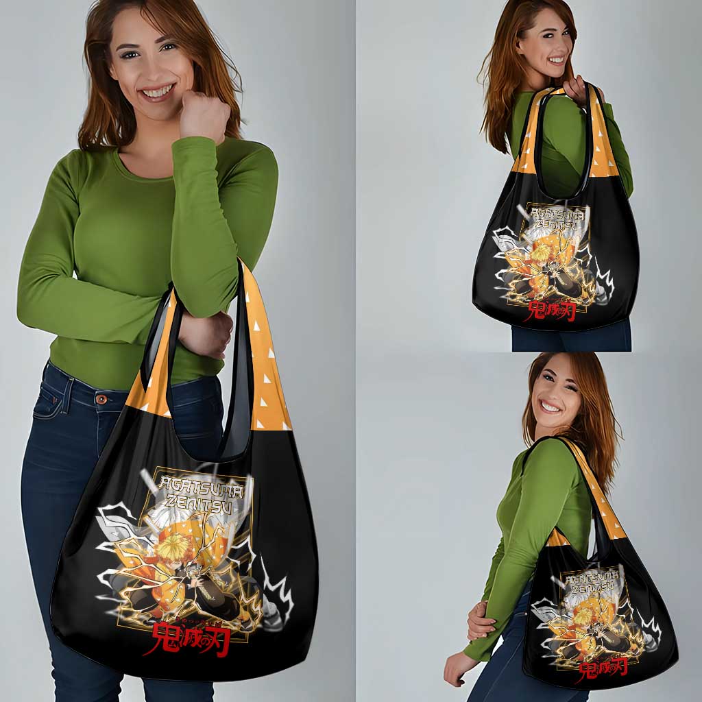 Agatsuma Zenitsu Demon Slayer Grocery Bag with Yellow and Black Lightning Style Design - The Mazicc