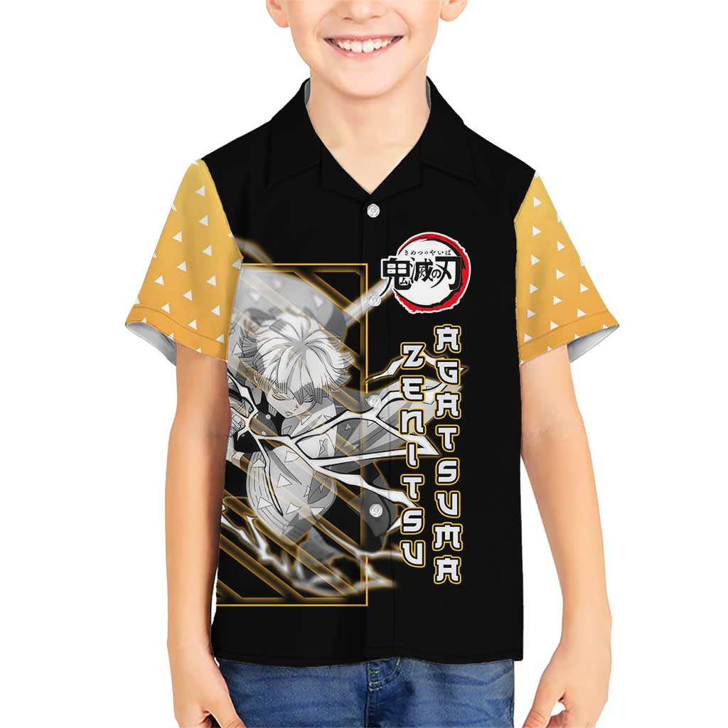 Agatsuma Zenitsu Demon Slayer Hawaiian Shirt with Yellow and Black Lightning Style Design - The Mazicc