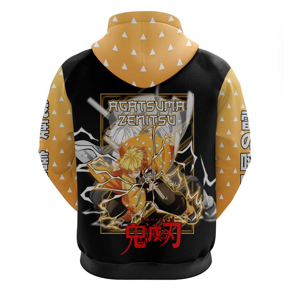 Agatsuma Zenitsu Demon Slayer Hoodie with Yellow and Black Lightning Style Design - The Mazicc