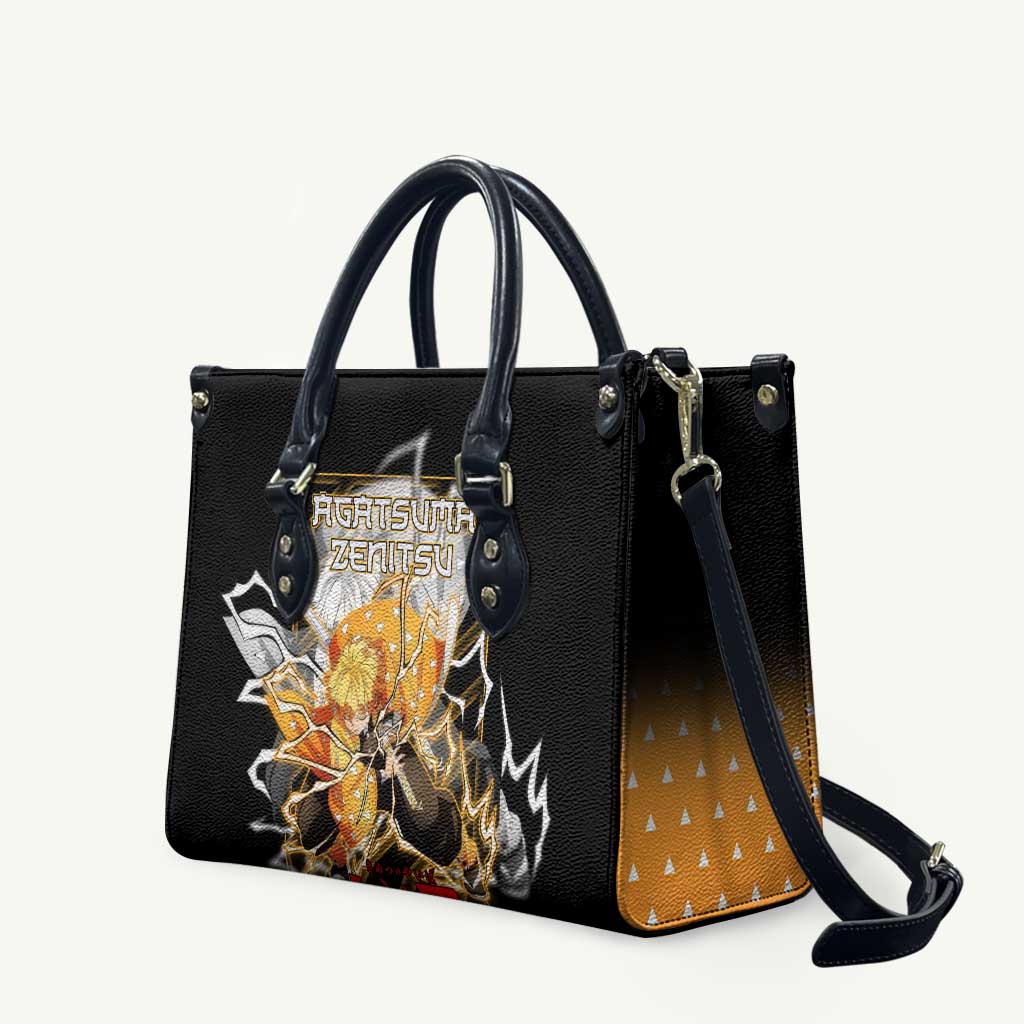 Agatsuma Zenitsu Demon Slayer Leather Bag with Yellow and Black Lightning Style Design - The Mazicc
