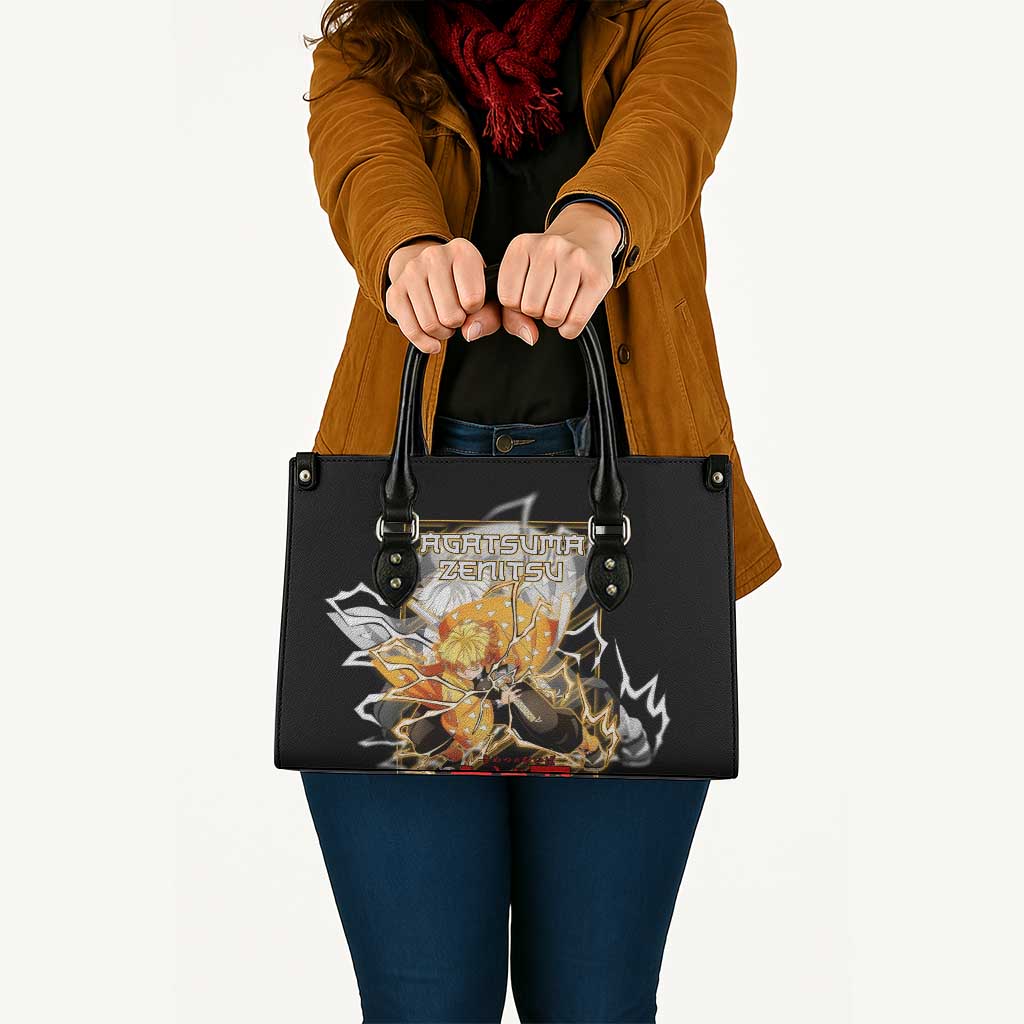 Agatsuma Zenitsu Demon Slayer Leather Bag with Yellow and Black Lightning Style Design - The Mazicc