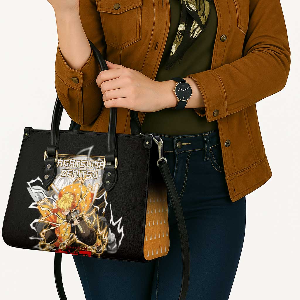 Agatsuma Zenitsu Demon Slayer Leather Bag with Yellow and Black Lightning Style Design - The Mazicc