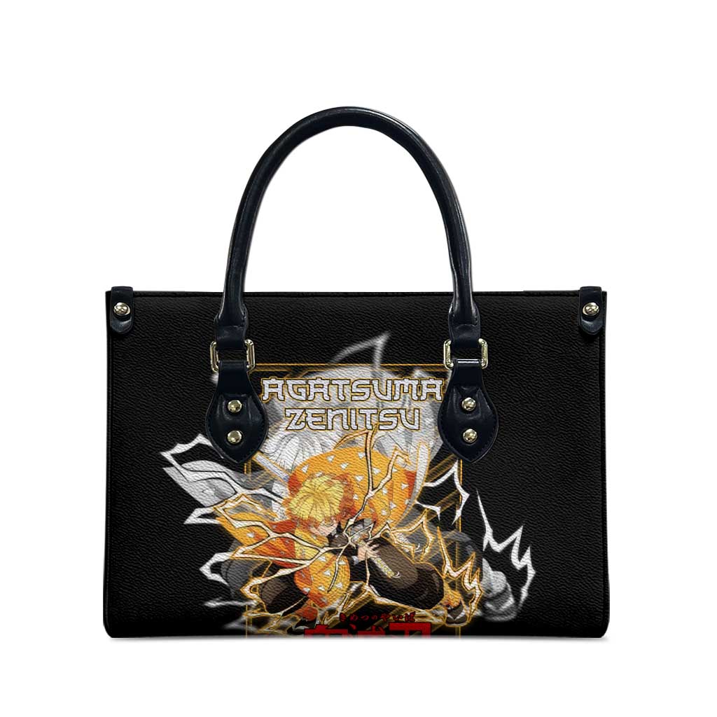 Agatsuma Zenitsu Demon Slayer Leather Bag with Yellow and Black Lightning Style Design - The Mazicc