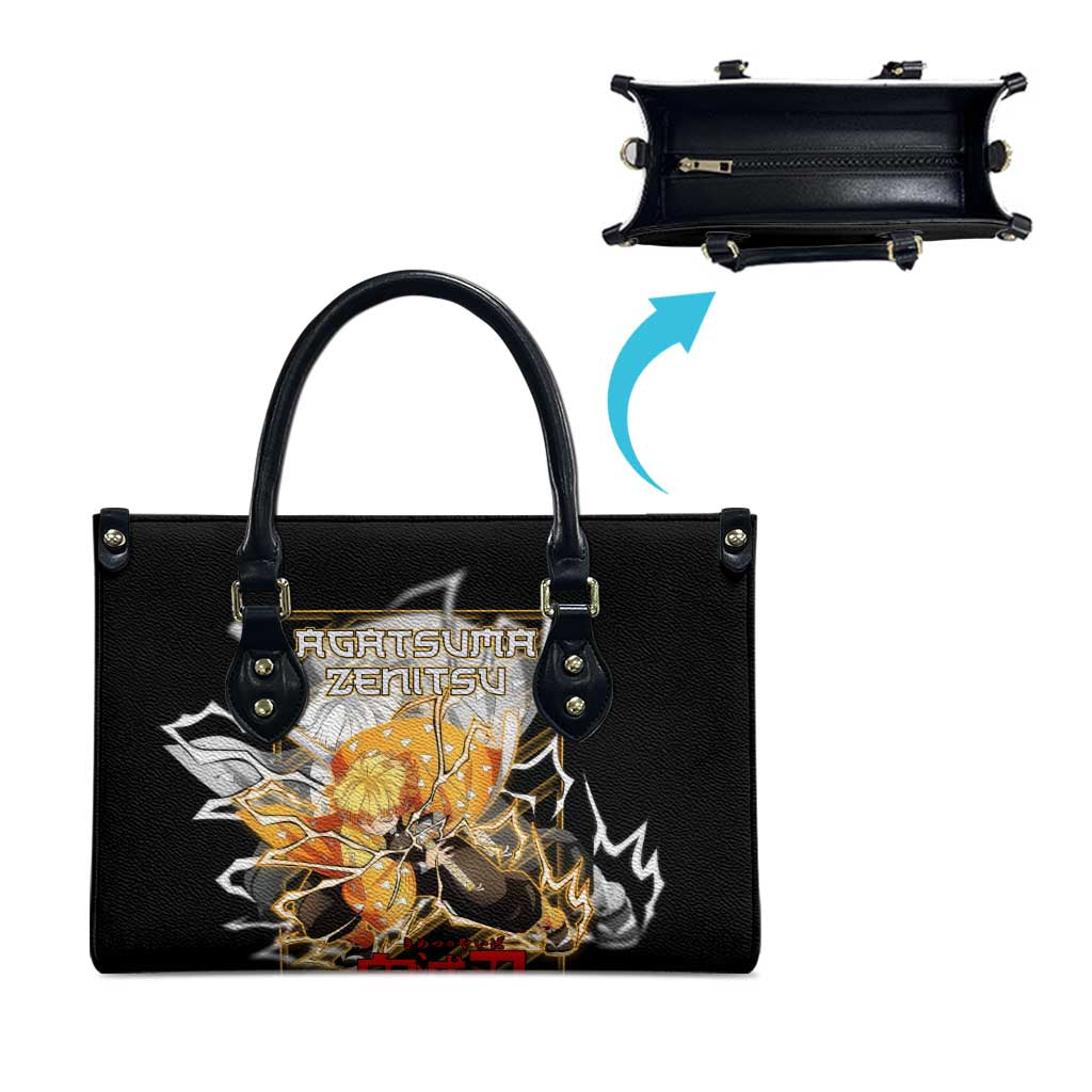 Agatsuma Zenitsu Demon Slayer Leather Bag with Yellow and Black Lightning Style Design - The Mazicc