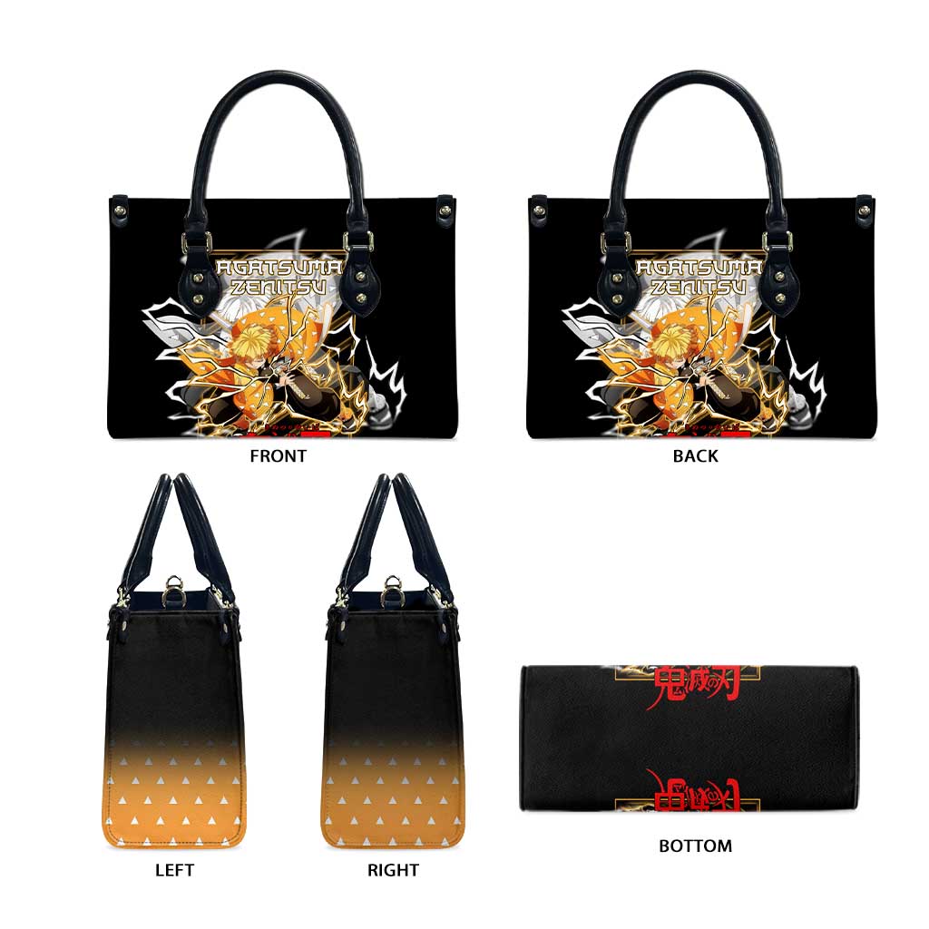 Agatsuma Zenitsu Demon Slayer Leather Bag with Yellow and Black Lightning Style Design - The Mazicc