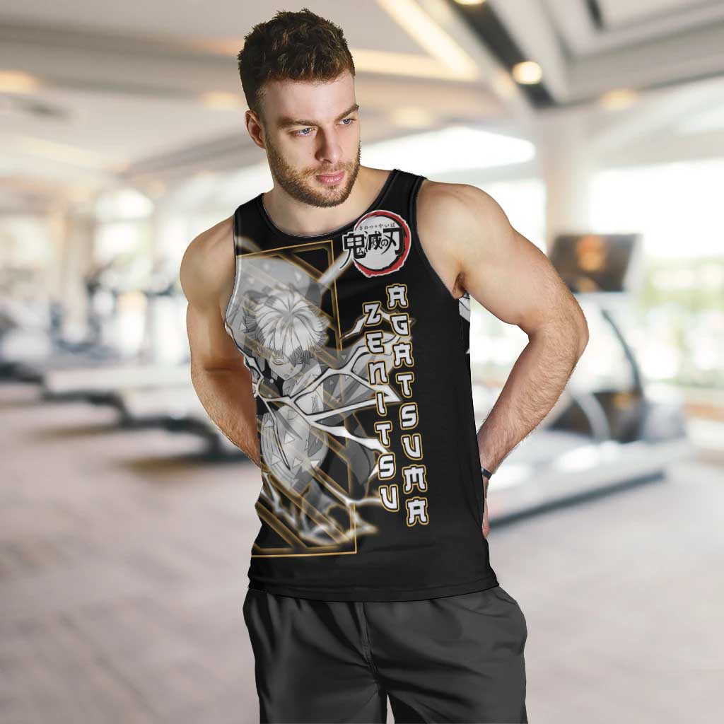 Agatsuma Zenitsu Demon Slayer Men Tank Top with Yellow and Black Lightning Style Design - The Mazicc