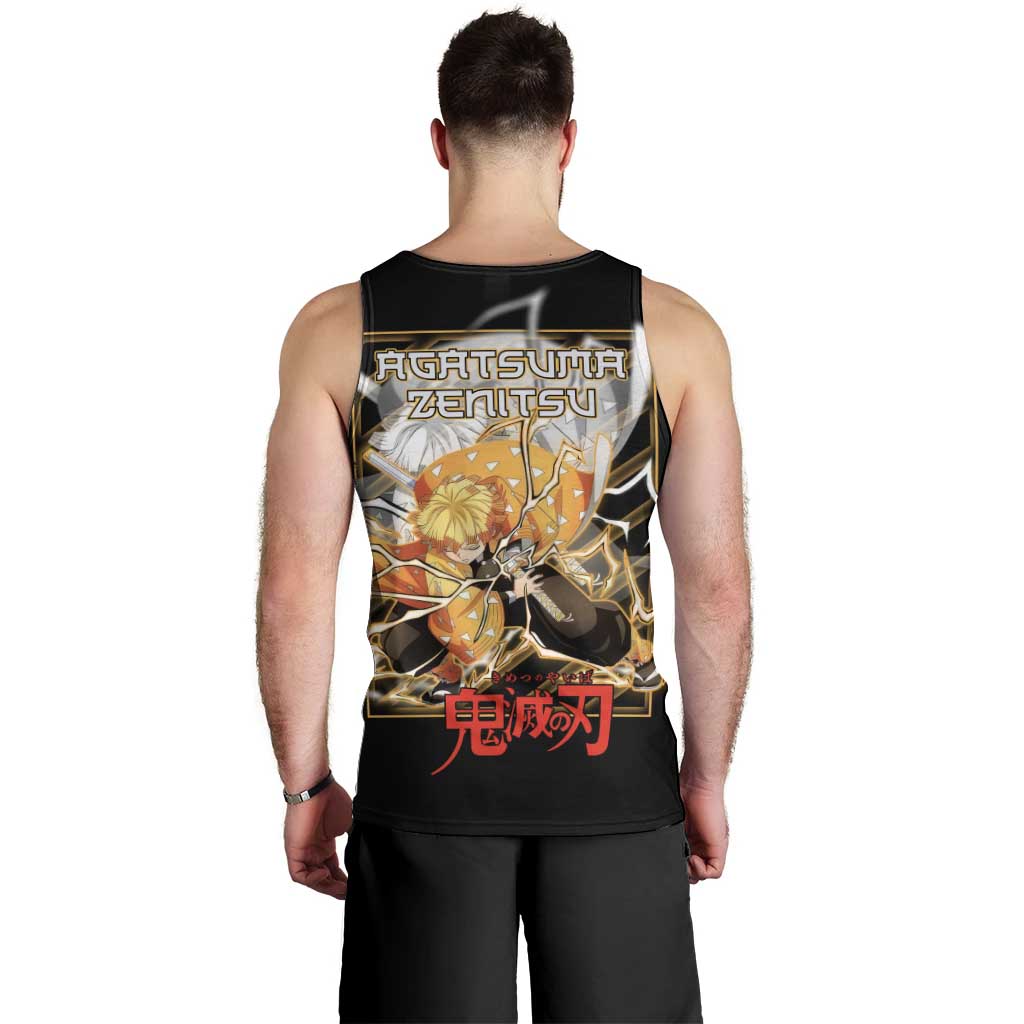 Agatsuma Zenitsu Demon Slayer Men Tank Top with Yellow and Black Lightning Style Design - The Mazicc