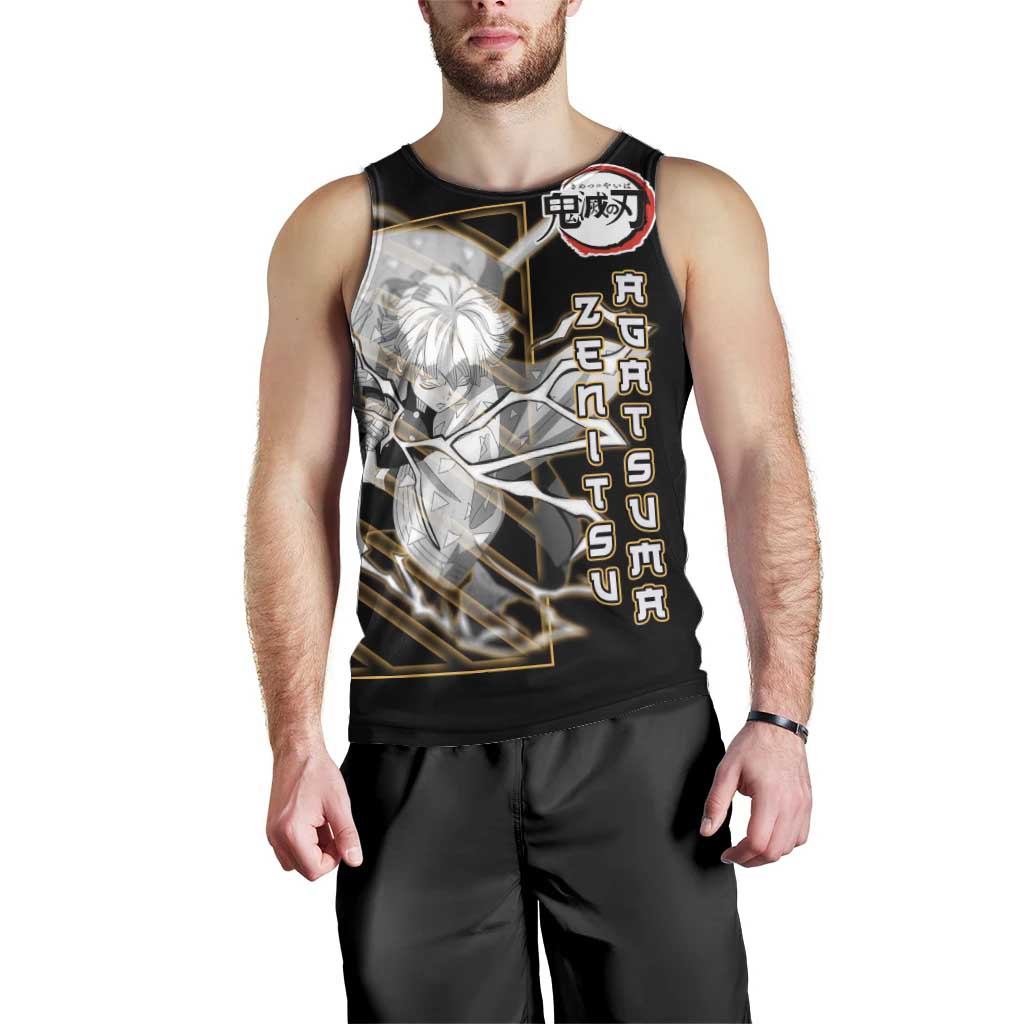Agatsuma Zenitsu Demon Slayer Men Tank Top with Yellow and Black Lightning Style Design - The Mazicc