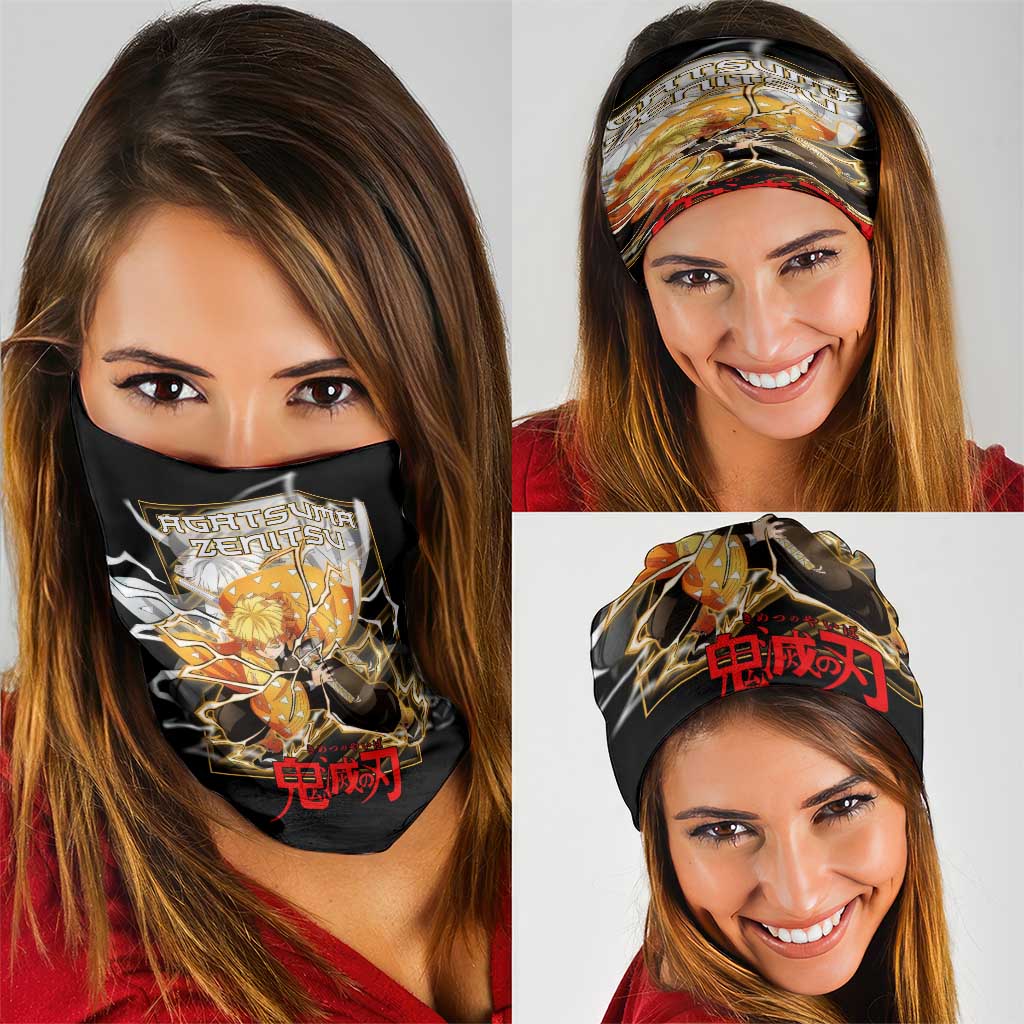 Agatsuma Zenitsu Demon Slayer Neck Gaiter with Yellow and Black Lightning Style Design - The Mazicc