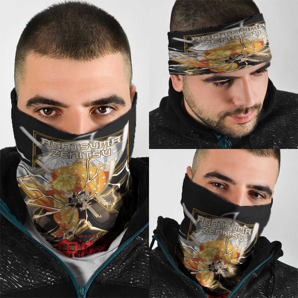 Agatsuma Zenitsu Demon Slayer Neck Gaiter with Yellow and Black Lightning Style Design - The Mazicc