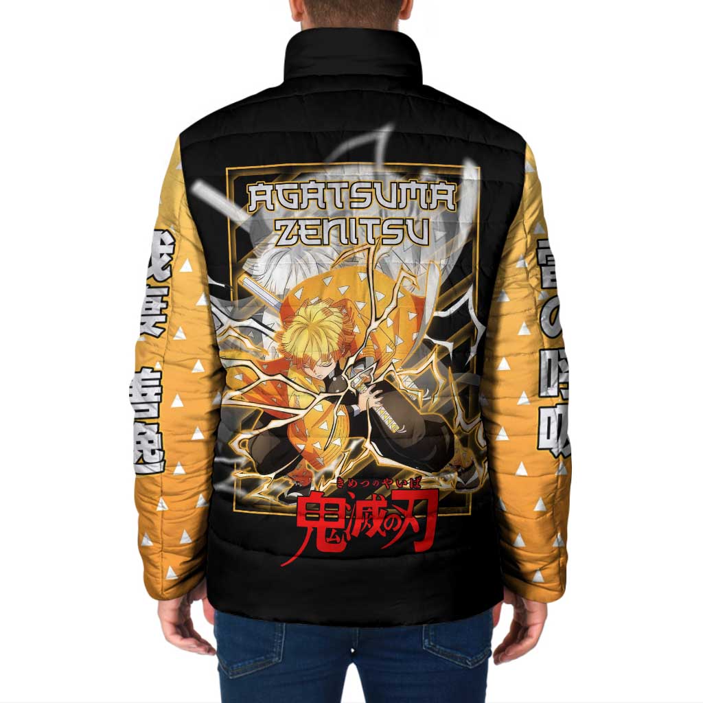 Agatsuma Zenitsu Demon Slayer Padded Jacket with Yellow and Black Lightning Style Design - The Mazicc