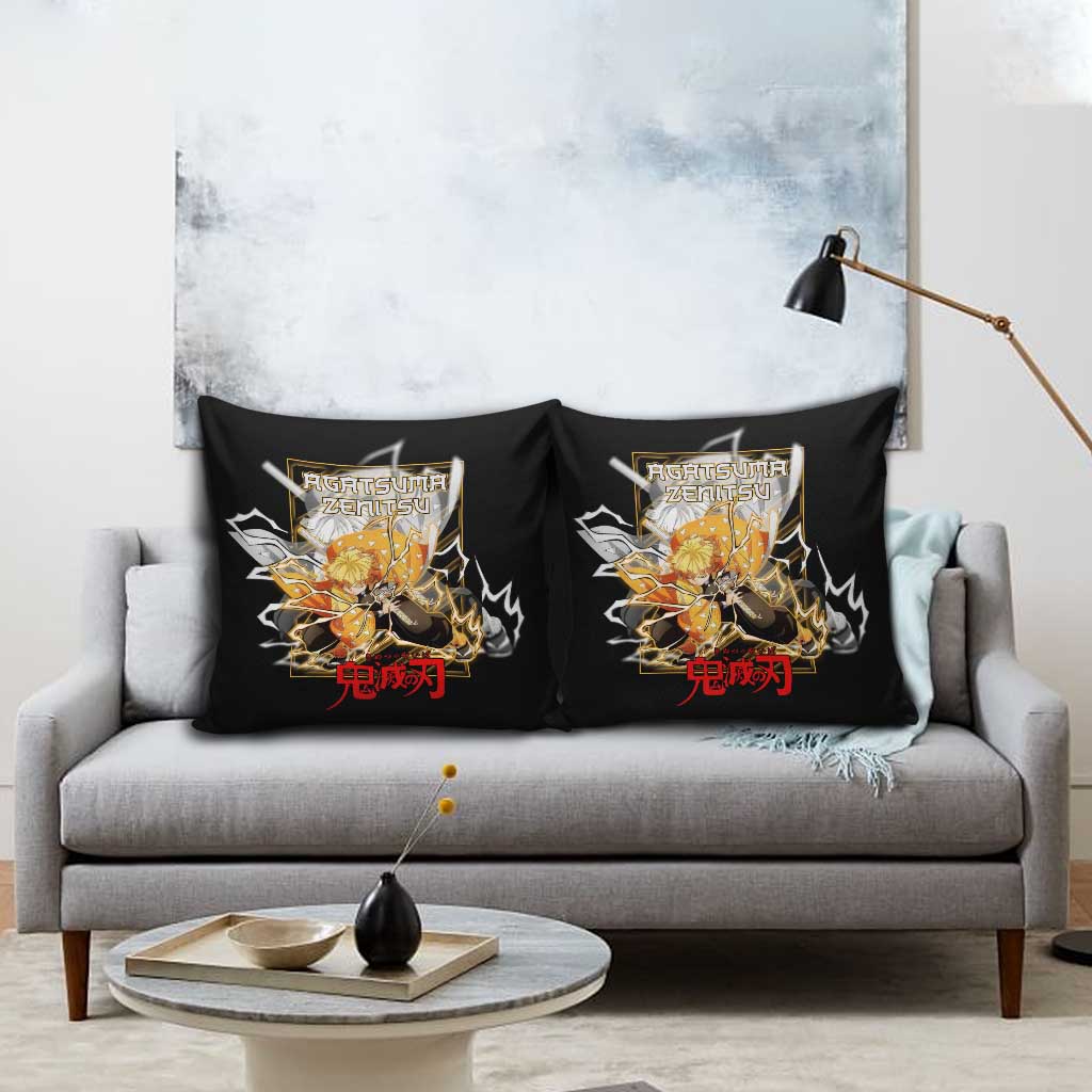 Agatsuma Zenitsu Demon Slayer Pillow Cover with Yellow and Black Lightning Style Design - The Mazicc