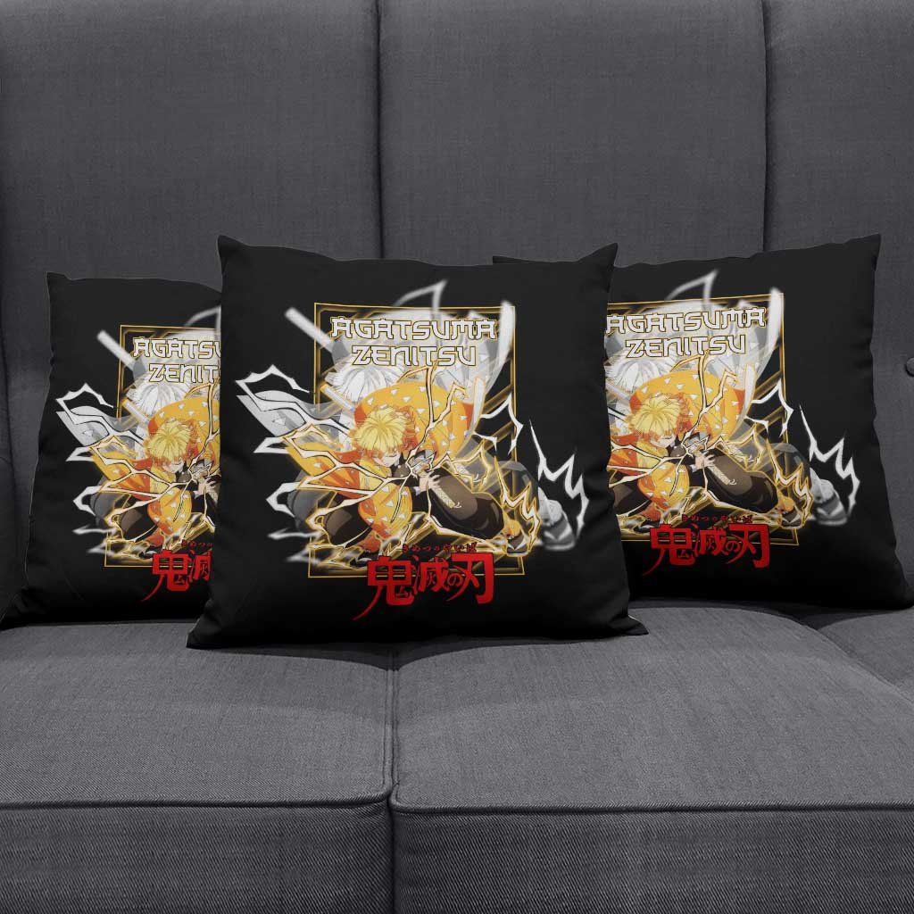 Agatsuma Zenitsu Demon Slayer Pillow Cover with Yellow and Black Lightning Style Design - The Mazicc
