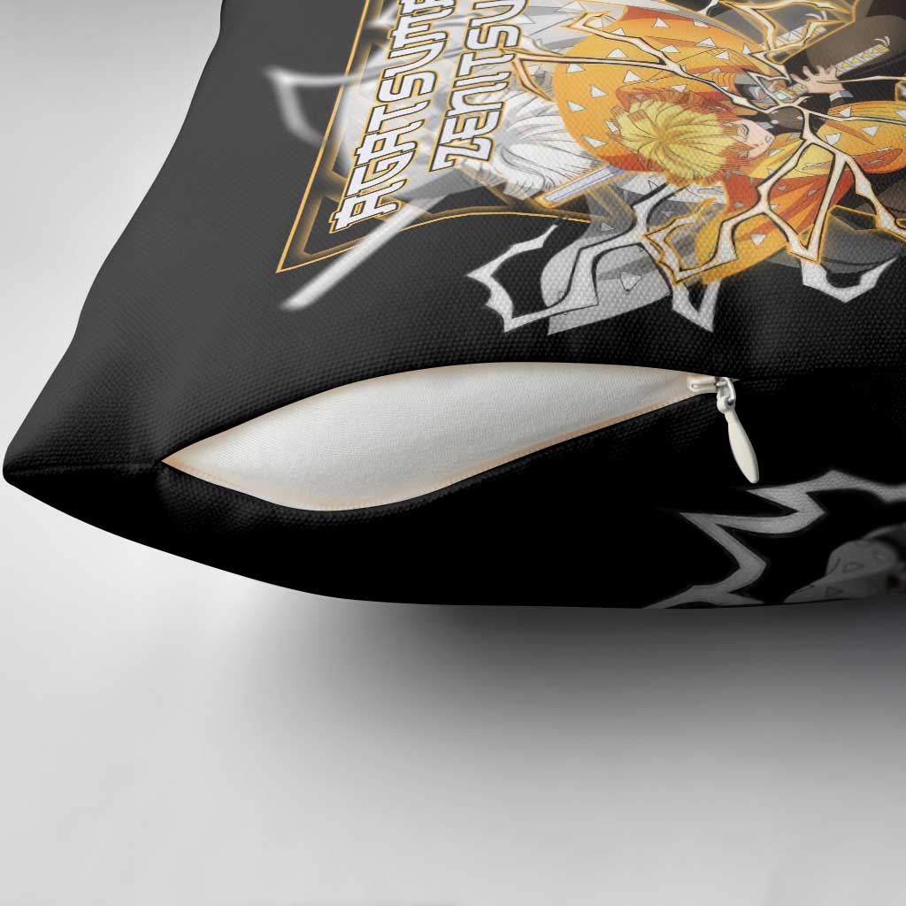 Agatsuma Zenitsu Demon Slayer Pillow Cover with Yellow and Black Lightning Style Design - The Mazicc