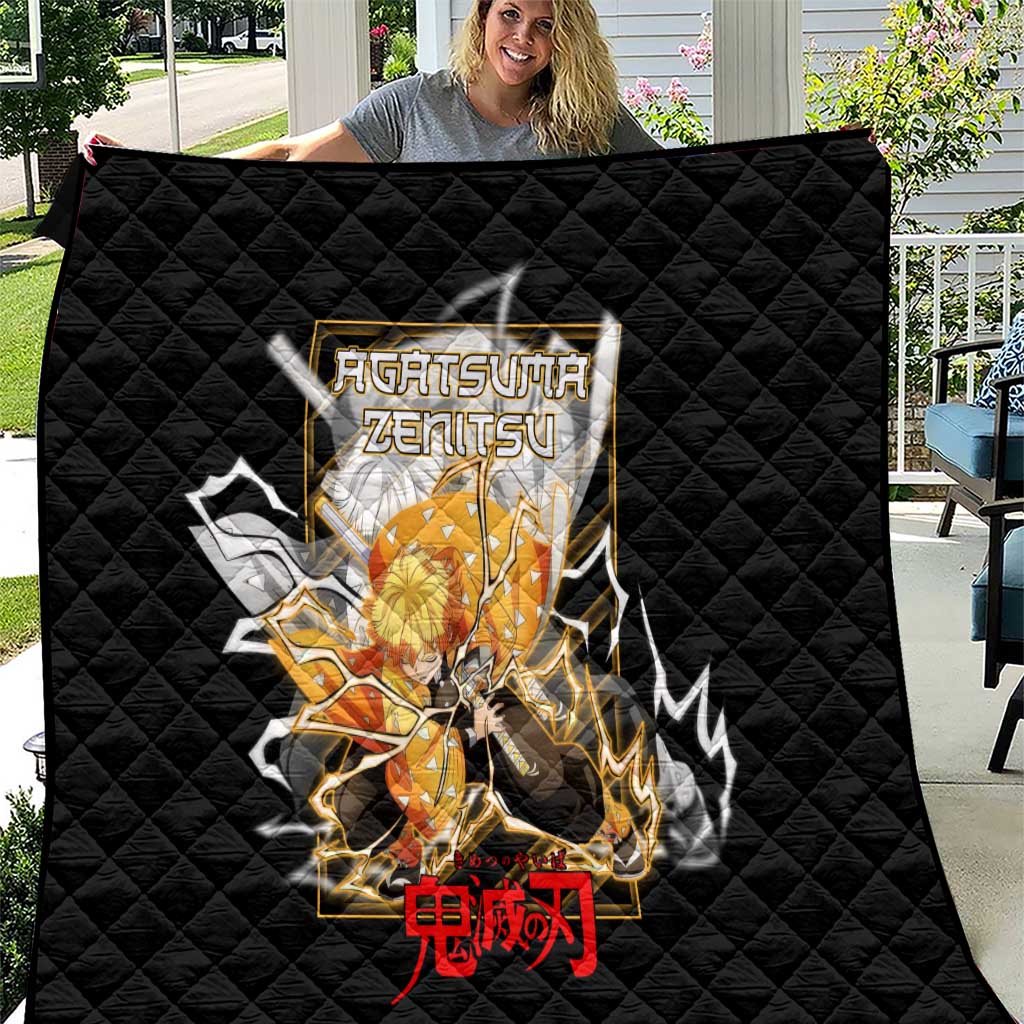 Agatsuma Zenitsu Demon Slayer Quilt with Yellow and Black Lightning Style Design - The Mazicc