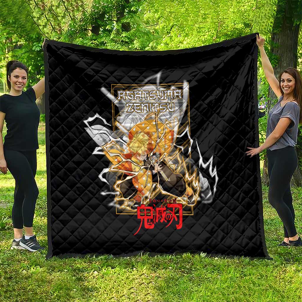 Agatsuma Zenitsu Demon Slayer Quilt with Yellow and Black Lightning Style Design - The Mazicc