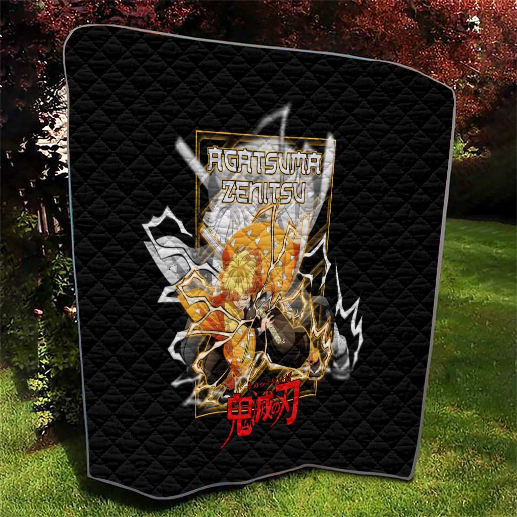 Agatsuma Zenitsu Demon Slayer Quilt with Yellow and Black Lightning Style Design - The Mazicc