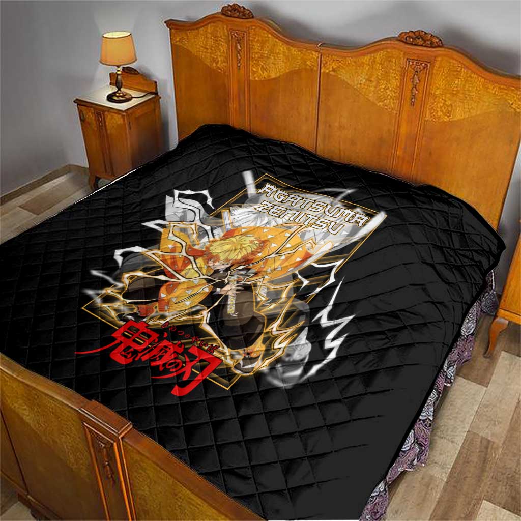 Agatsuma Zenitsu Demon Slayer Quilt with Yellow and Black Lightning Style Design - The Mazicc