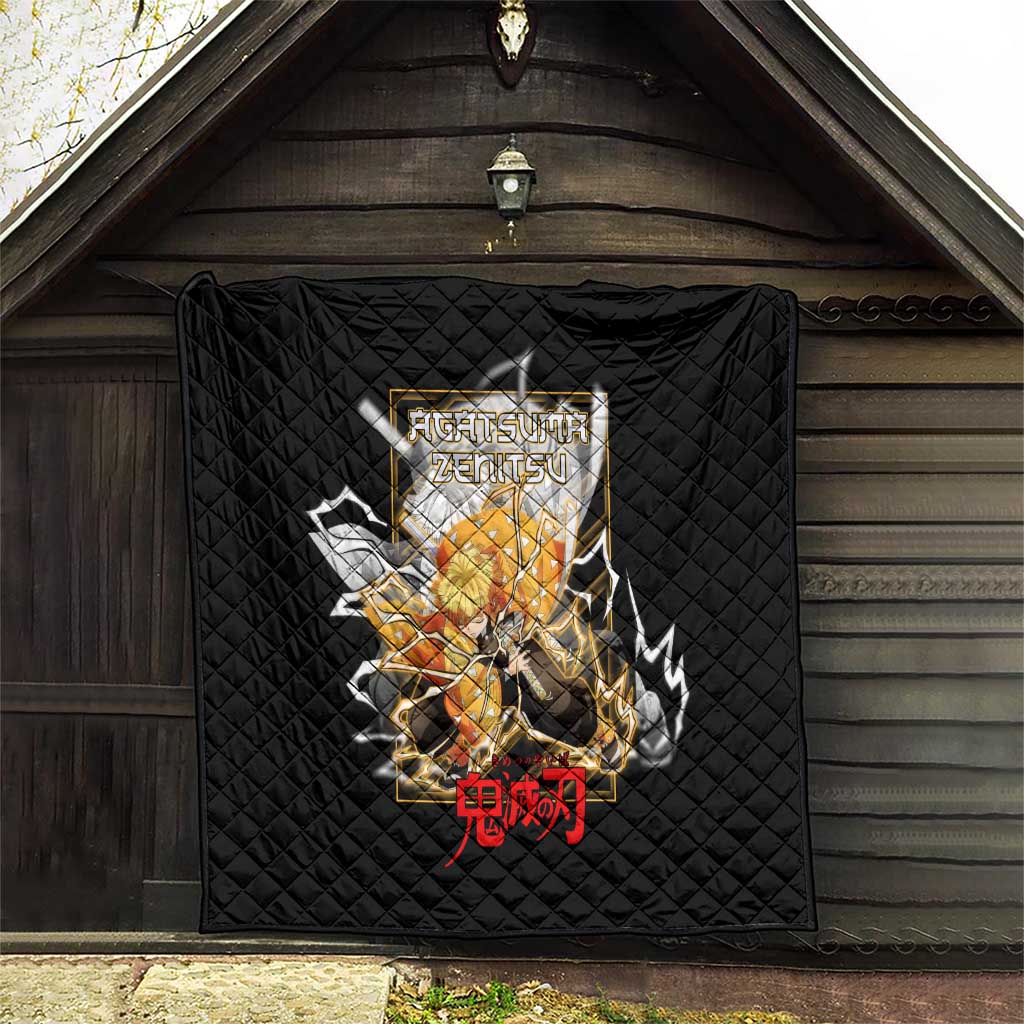 Agatsuma Zenitsu Demon Slayer Quilt with Yellow and Black Lightning Style Design - The Mazicc