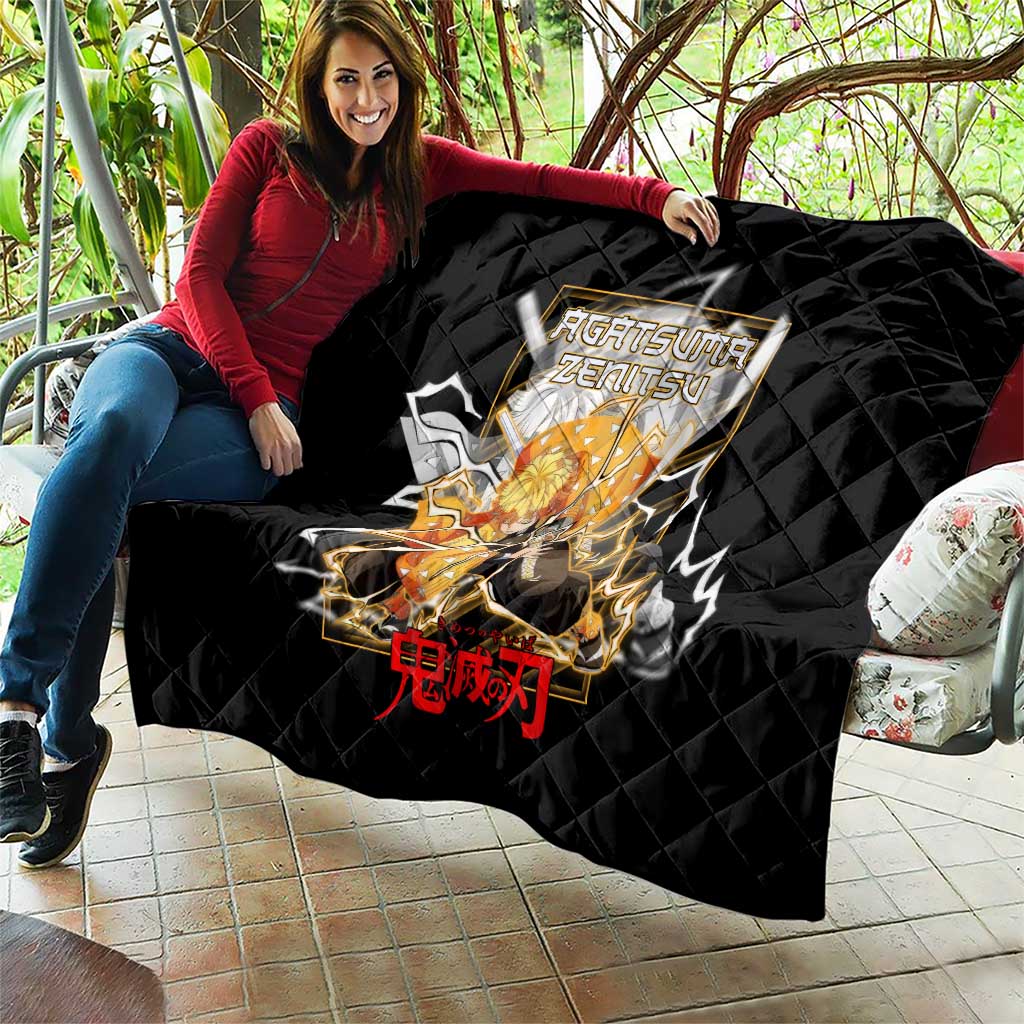 Agatsuma Zenitsu Demon Slayer Quilt with Yellow and Black Lightning Style Design - The Mazicc