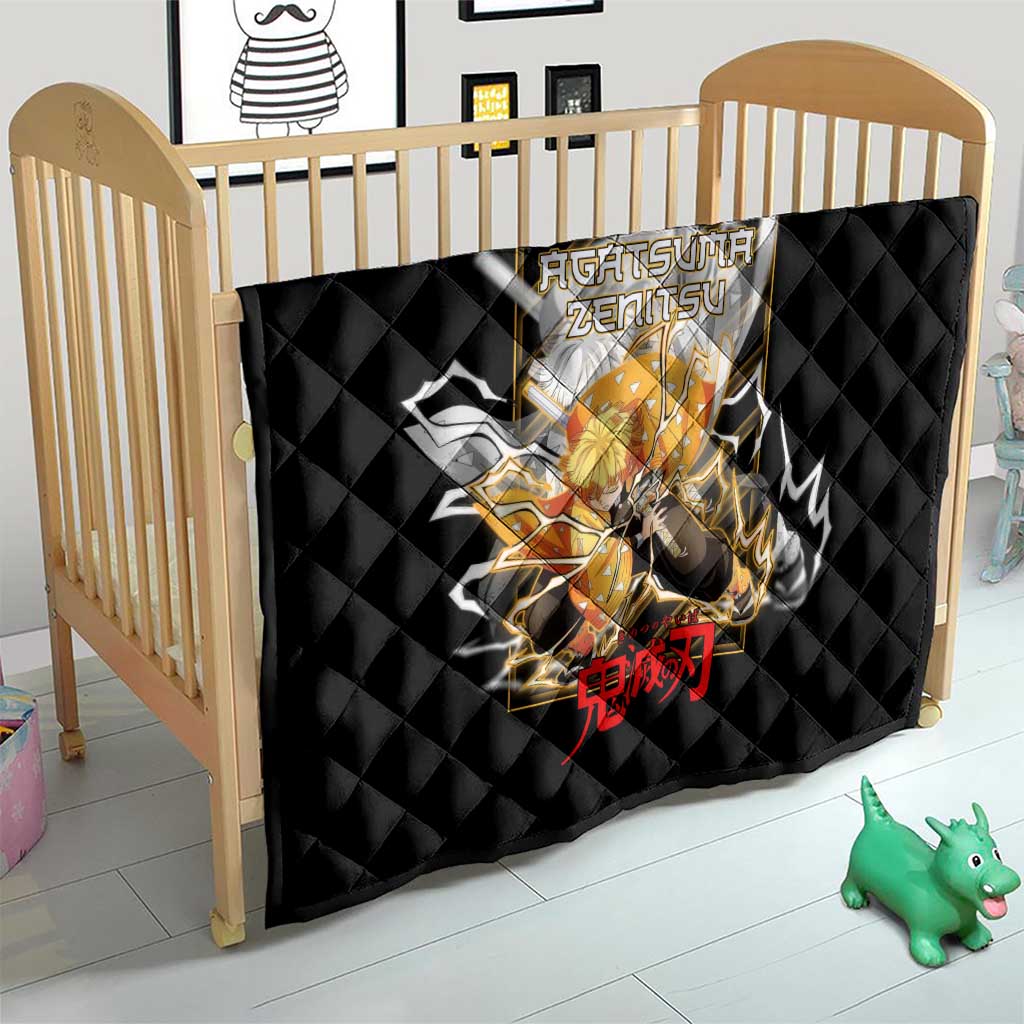 Agatsuma Zenitsu Demon Slayer Quilt with Yellow and Black Lightning Style Design - The Mazicc
