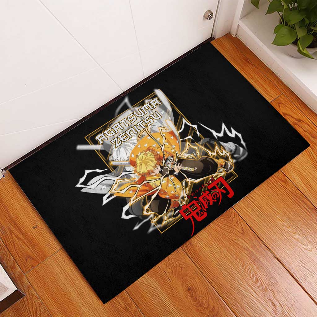Agatsuma Zenitsu Demon Slayer Rubber Doormat with Yellow and Black Lightning Style Design - The Mazicc