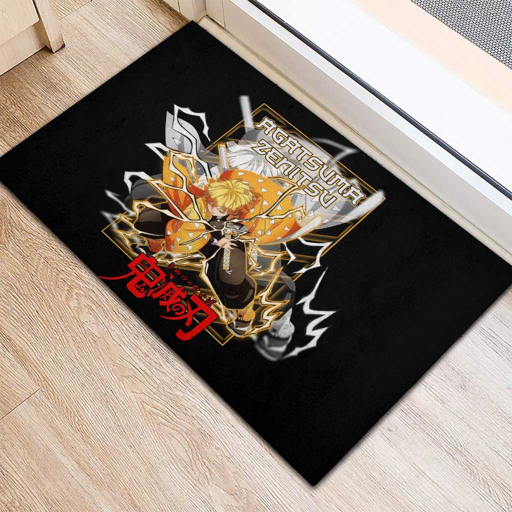 Agatsuma Zenitsu Demon Slayer Rubber Doormat with Yellow and Black Lightning Style Design - The Mazicc
