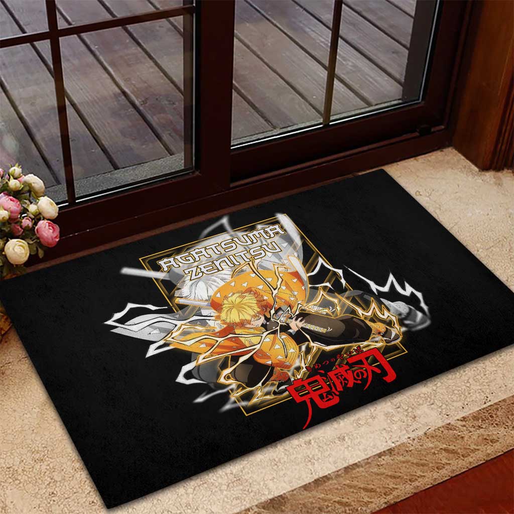 Agatsuma Zenitsu Demon Slayer Rubber Doormat with Yellow and Black Lightning Style Design - The Mazicc
