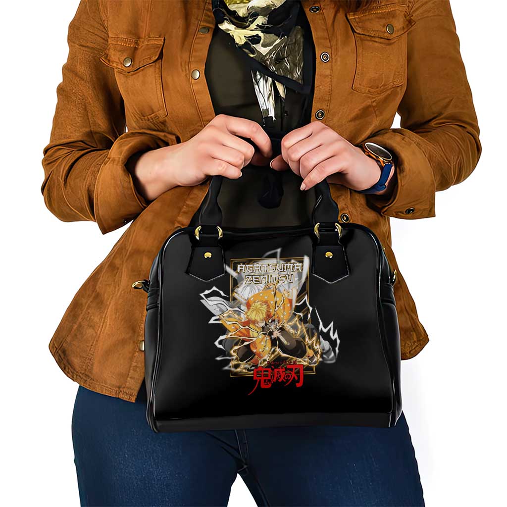 Agatsuma Zenitsu Demon Slayer Shoulder Handbag with Yellow and Black Lightning Style Design - The Mazicc
