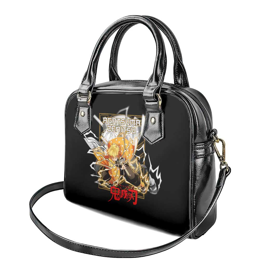 Agatsuma Zenitsu Demon Slayer Shoulder Handbag with Yellow and Black Lightning Style Design - The Mazicc