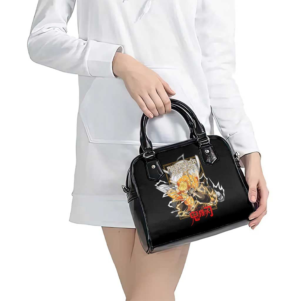 Agatsuma Zenitsu Demon Slayer Shoulder Handbag with Yellow and Black Lightning Style Design - The Mazicc