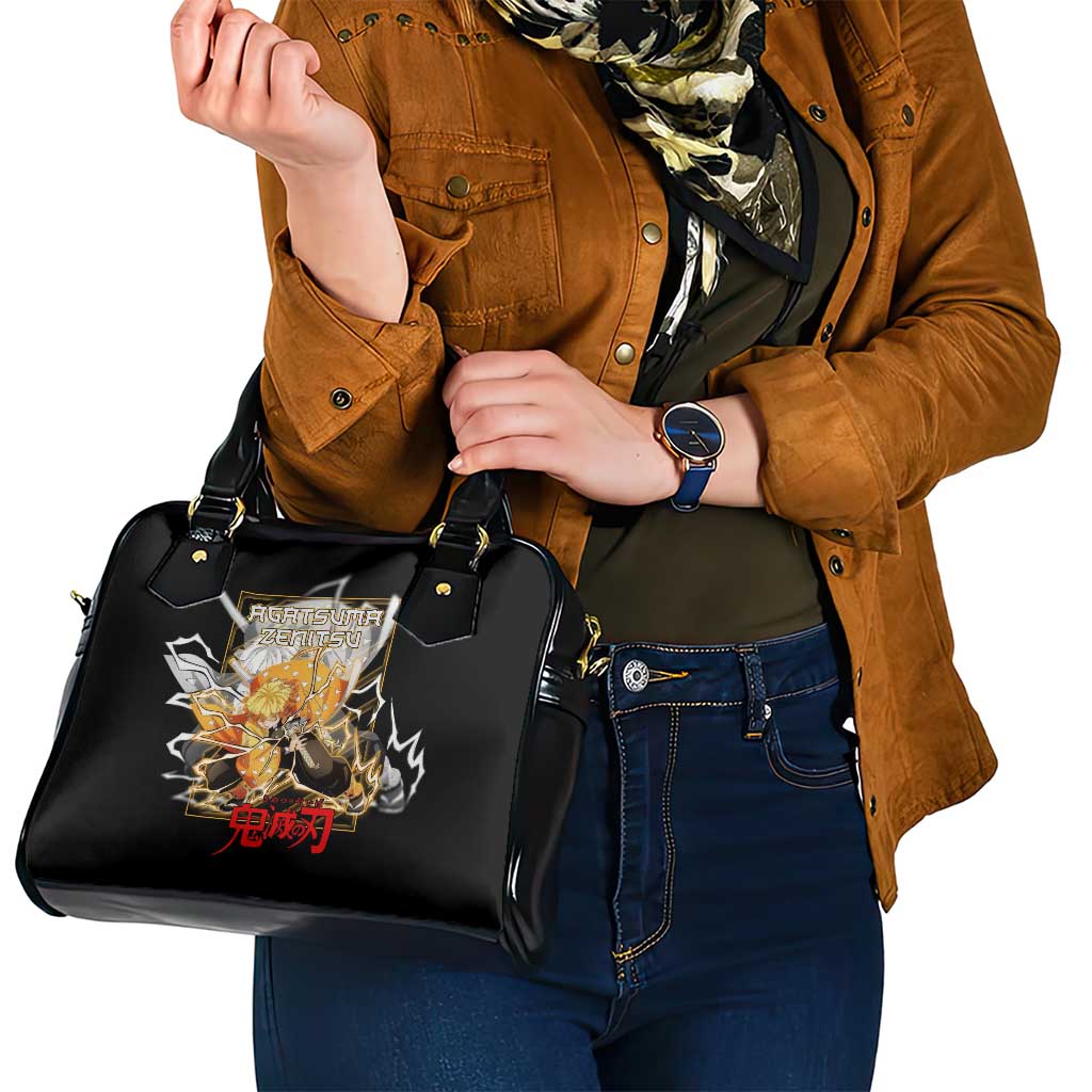 Agatsuma Zenitsu Demon Slayer Shoulder Handbag with Yellow and Black Lightning Style Design - The Mazicc