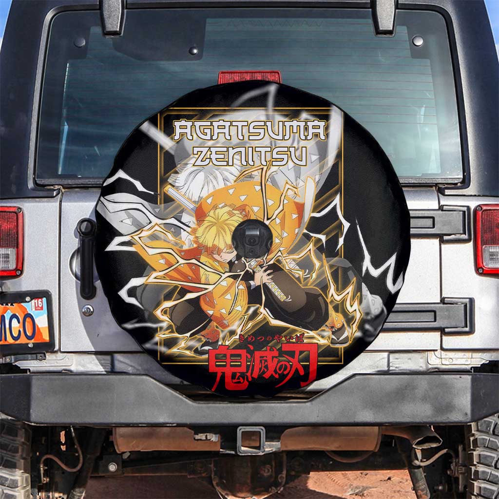 Agatsuma Zenitsu Demon Slayer Spare Tire Cover with Yellow and Black Lightning Style Design - The Mazicc