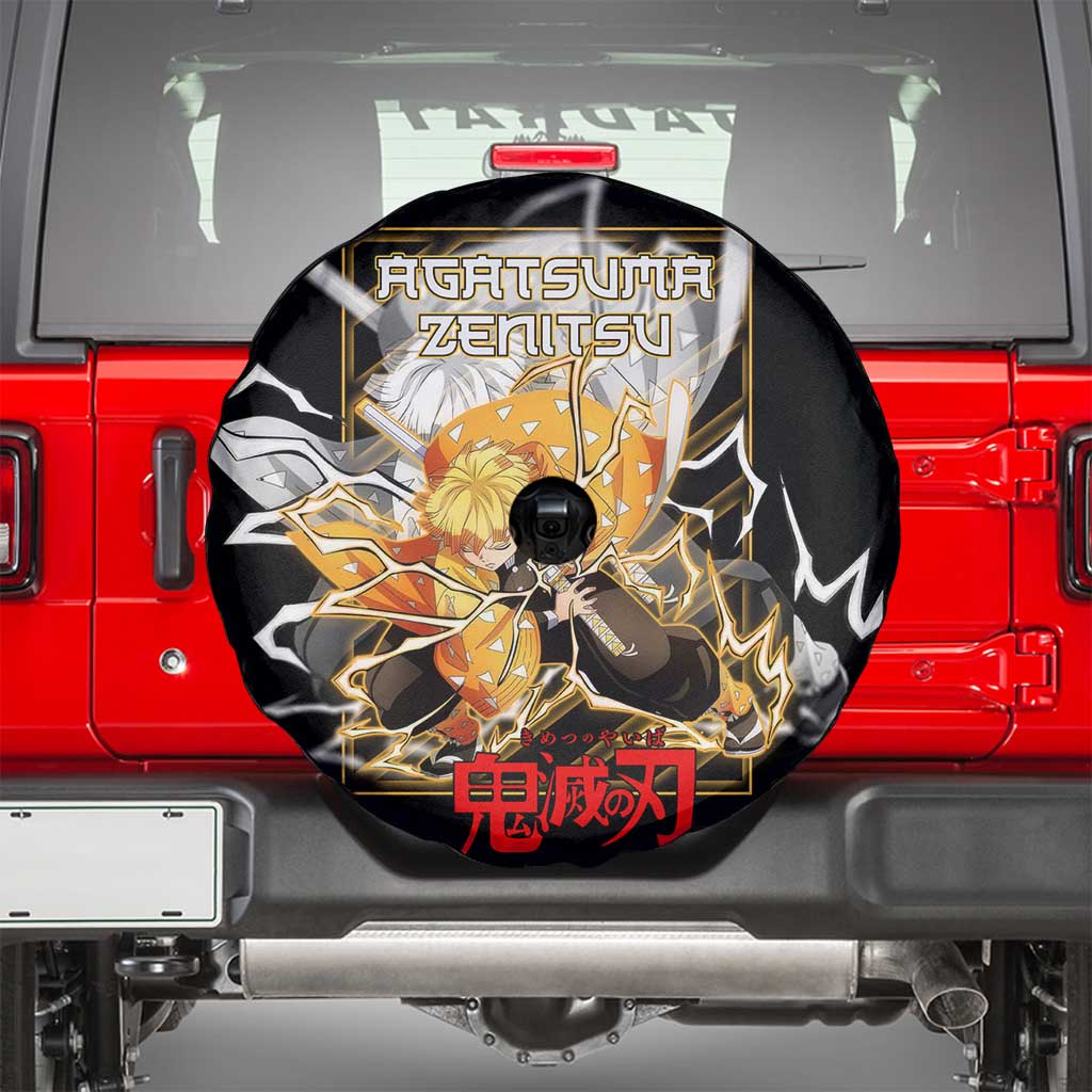 Agatsuma Zenitsu Demon Slayer Spare Tire Cover with Yellow and Black Lightning Style Design - The Mazicc