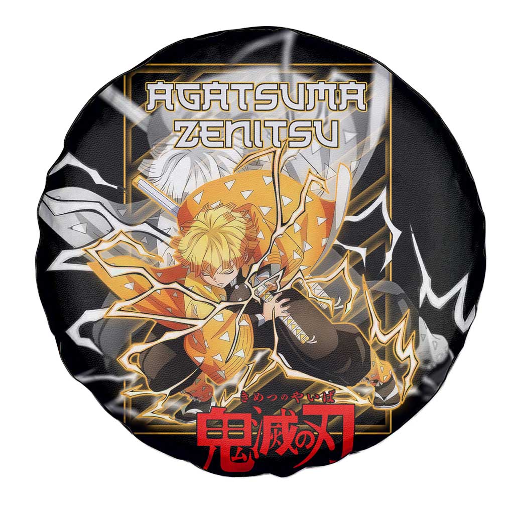 Agatsuma Zenitsu Demon Slayer Spare Tire Cover with Yellow and Black Lightning Style Design - The Mazicc
