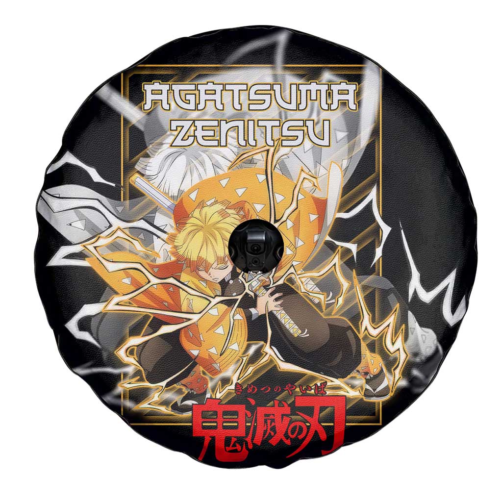 Agatsuma Zenitsu Demon Slayer Spare Tire Cover with Yellow and Black Lightning Style Design - The Mazicc