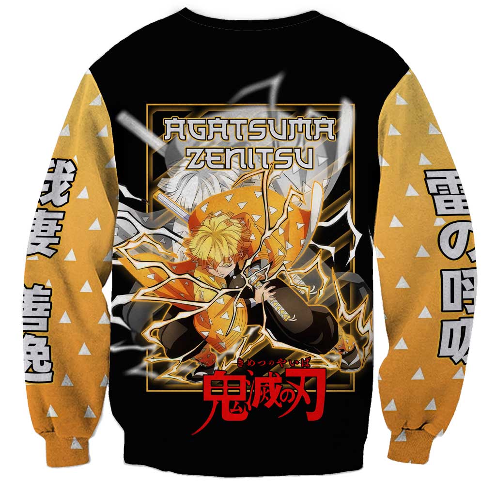 Agatsuma Zenitsu Demon Slayer Sweatshirt with Yellow and Black Lightning Style Design - The Mazicc
