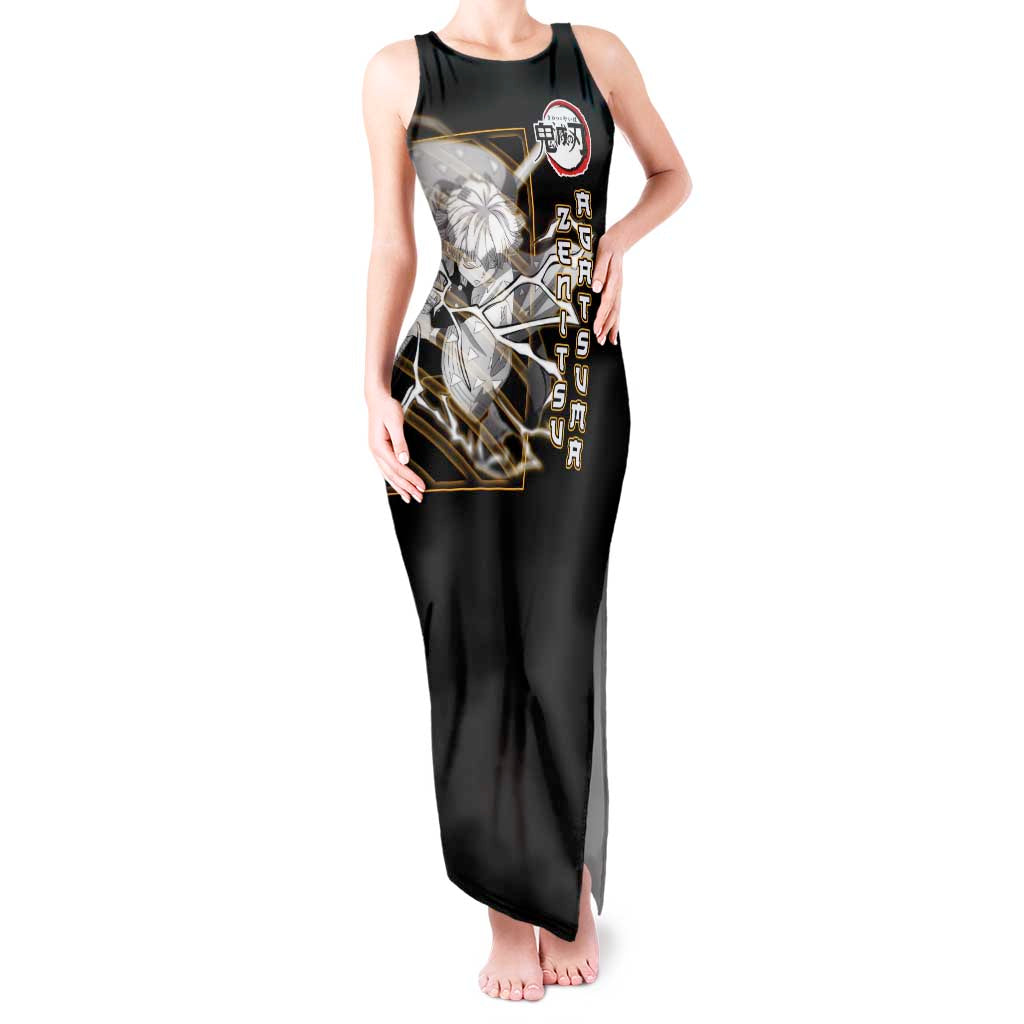 Agatsuma Zenitsu Demon Slayer Tank Maxi Dress with Yellow and Black Lightning Style Design - The Mazicc