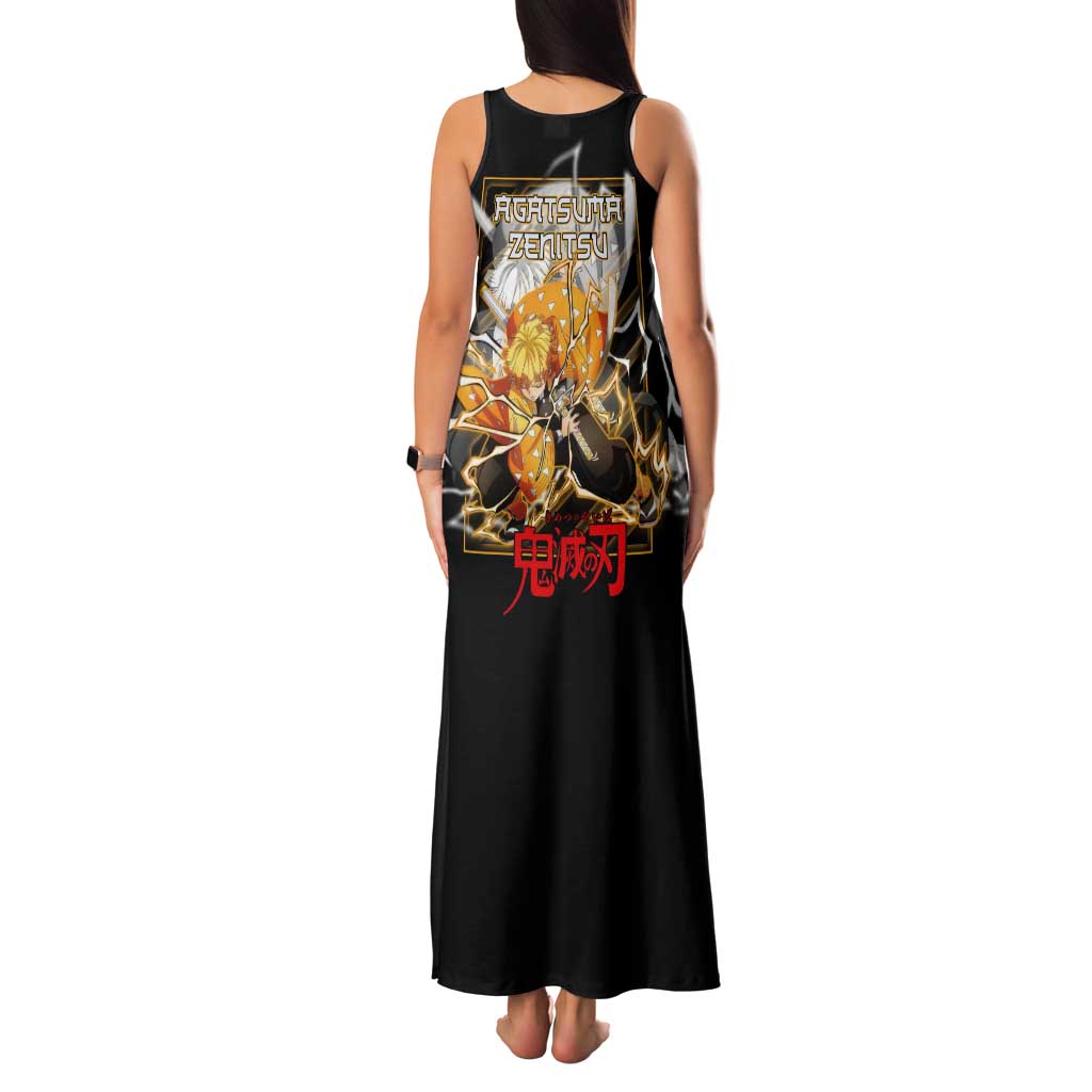Agatsuma Zenitsu Demon Slayer Tank Maxi Dress with Yellow and Black Lightning Style Design - The Mazicc