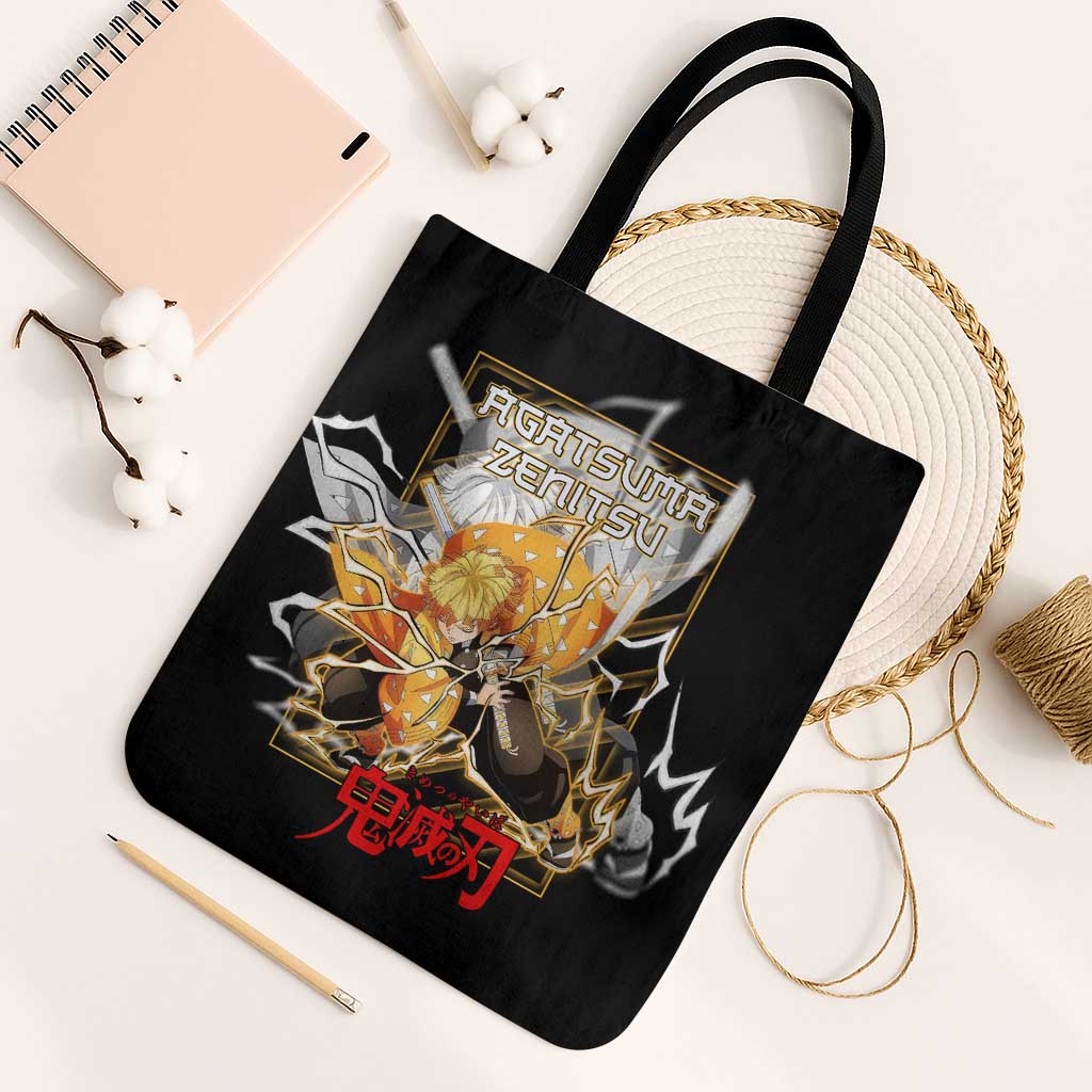 Agatsuma Zenitsu Demon Slayer Tote Bag with Yellow and Black Lightning Style Design - The Mazicc