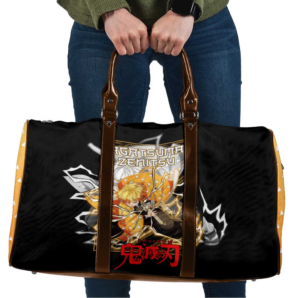 Agatsuma Zenitsu Demon Slayer Travel Bag with Yellow and Black Lightning Style Design - The Mazicc