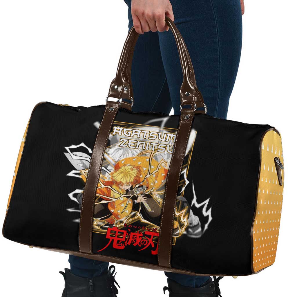 Agatsuma Zenitsu Demon Slayer Travel Bag with Yellow and Black Lightning Style Design - The Mazicc