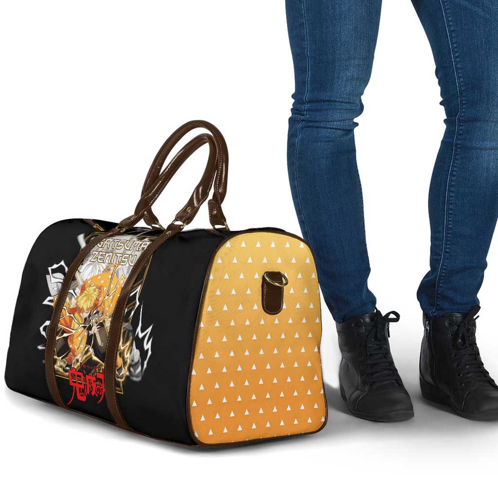 Agatsuma Zenitsu Demon Slayer Travel Bag with Yellow and Black Lightning Style Design - The Mazicc